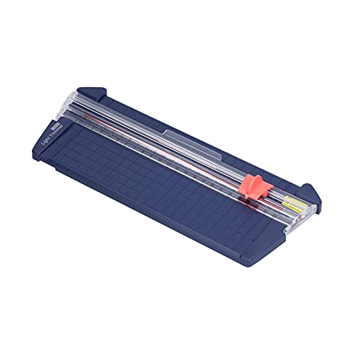 GLOGLOW School Supplies Mini Portable Paper Cutter with Transparent Scale and Replaceable Head for Accurate Cutting of 10 Pages A4 Compact Paper Trimmer Nan (13930 Navy Blue) - color: 13930 Navy Blue