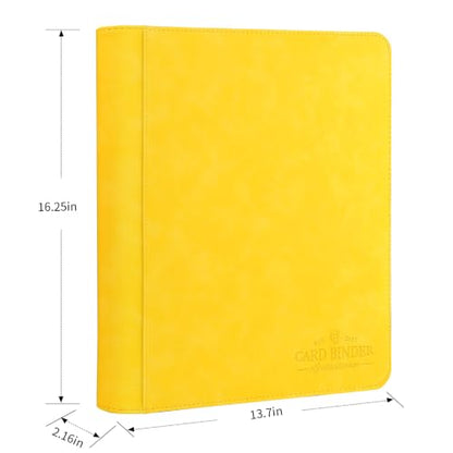Toploader Binder,Toploader Hard Cases, 9-Pocket Pages Sleeves Hold up 288 Cards.Toploader Card Binder with Sleeves for “3×4” rigid，Card Holder(YELLOW) - color: yellow2, size: 9 Pocket 288 Toploader