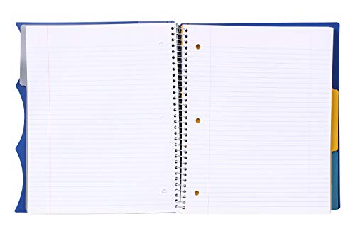 Mintra Office Durable PREMIUM Spiral Notebook, ((Blue, 3 Subject, 8.5in x 11in)), Fabric Covered Coils, No Snags, Removable Adjustable Pocket Dividers, Ruler, Organization, Customizable - color: Blue, size: 3 Subject (8.5in x 11in)