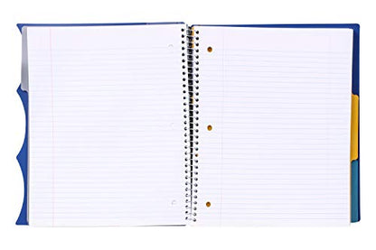 Mintra Office Durable PREMIUM Spiral Notebook, ((Blue, 3 Subject, 8.5in x 11in)), Fabric Covered Coils, No Snags, Removable Adjustable Pocket Dividers, Ruler, Organization, Customizable - color: Blue, size: 3 Subject (8.5in x 11in)