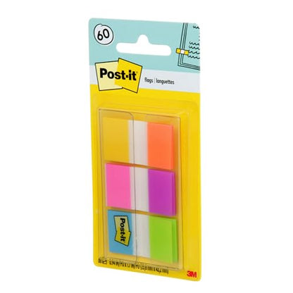 Post-it Flags, 60/On-the-Go Dispenser, .94 in Wide, Alternating Electric Glow Collection (680-EG-ALT) (Pack of 2) - size: Pack of 2