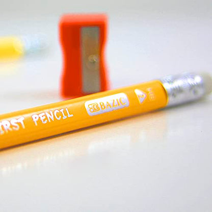 BAZIC PRODUCTS The First Triangle Jumbo #2 Pencils, Sharpener, 3-Box | 3.25 mm HB lead, Jumbo triangular barrel, eraser top, bonus sharpener, beginners, preschool, early grades - size: 24-Pack