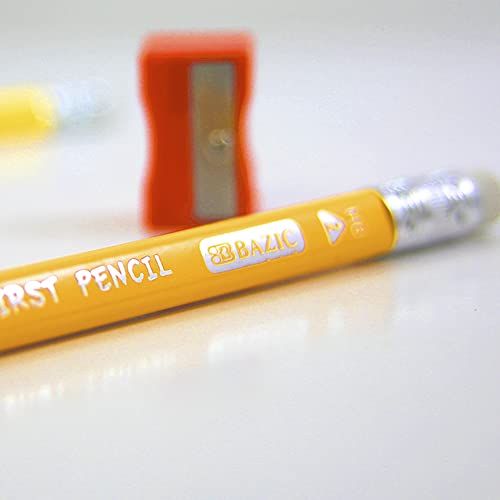 BAZIC PRODUCTS The First Triangle #2 Pencils, Sharpener, 3 Count, 2-Pack | 3.25 mm HB lead, Jumbo triangular barrel, eraser top, bonus sharpener, beginners, preschool, early grades - size: 2-Pack
