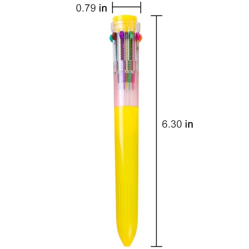 HeTaoCat 3-Pack 10-in-1 Retractable Ballpoint Pen, 0.5mm (Yellow) - color: Yellow