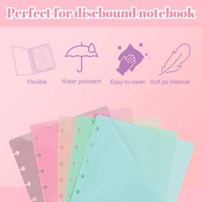 10 PCS Letter Size Discbound Dividers with Tabs and Pockets - 11 Discs 8.5 x 11 Plastic Dividers for Office