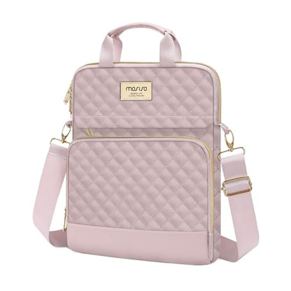 MOSISO 12.9 inch Tablet Sleeve Bag for iPad Pro 13 M4&iPad Air 13 M3 M2,iPad Pro 12.9 M2 M1 6/5,Surface Laptop Go 12.4,Galaxy Tab S8+/S9+ 12.4,Square Quilted Carrying Case with 2 Pockets, Pink - color: Pink, size: 12.9 inch