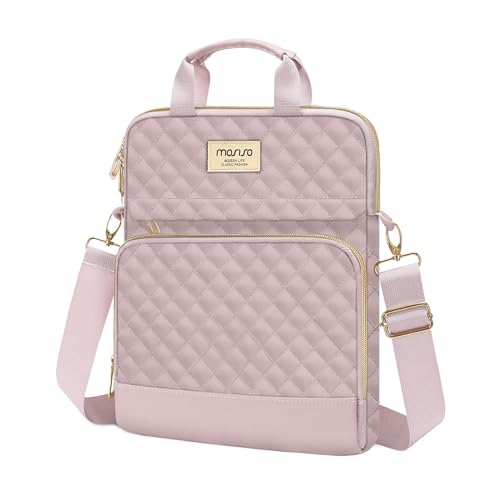 MOSISO 12.9 inch Tablet Sleeve Bag for iPad Pro 13 M4&iPad Air 13 M3 M2,iPad Pro 12.9 M2 M1 6/5,Surface Laptop Go 12.4,Galaxy Tab S8+/S9+ 12.4,Square Quilted Carrying Case with 2 Pockets, Pink - color: Pink, size: 12.9 inch