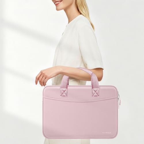 Laptop Case 13.3 inch,13-13.3 inch Laptop Sleeve Bag Compatible with MacBook Neo 13/Air 13 13.6/Pro 13/Pro 14,HP Dell ASUS Lenovo,Neoprene Computer Bag with Handle&Curved Pocket,Pink - color: Pink, size: 13.3 inch