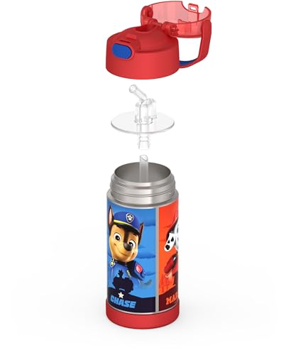 THERMOS FUNTAINER Water Bottle with Straw - 12 Ounce - Kids Stainless Steel Vacuum Insulated Water Bottle with Lid, Paw Patrol - color: Paw Patrol Boy