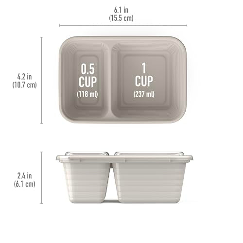 Bentgo Prep - 2-Compartment Snack Containers with Lids - Reusable, Microwaveable, Durable, PFAS & BPA-Free, Freezer and Dishwasher-Safe Meal Prep Food Storage - 10 Trays & 10 Lids (Clay) - color: Clay