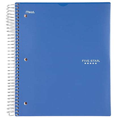 Mead Five Star Notebook + Study App - 5 Subject Notebook College Ruled - Water Resistant Customizable Cover - Spiral Notebook 8.5 X 11-200 Sheets - Assorted Colors - 6 Pack