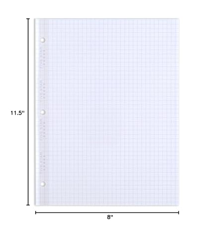Five Star Reinforced Insertable Graph Ruled Notebook Paper, 6 Pack, White, 8.5 x 11, 75 Sheets per Pack - size: 6 Pack