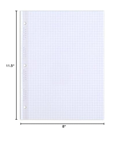 Five Star Reinforced Insertable Graph Ruled Notebook Paper, 6 Pack, White, 8.5 x 11, 75 Sheets per Pack - size: 6 Pack