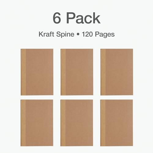Oxford Composition Notebook 6 Pack,Notebooks for School, School Supplies, School Journal, Comp Book, College Ruled Paper, 5.75 x 8 Inches, Small Size, 60 Sheets, Kraft Covers (63831)