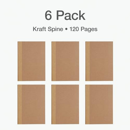 Oxford Composition Notebook 6 Pack,Notebooks for School, School Supplies, School Journal, Comp Book, College Ruled Paper, 5.75 x 8 Inches, Small Size, 60 Sheets, Kraft Covers (63831)