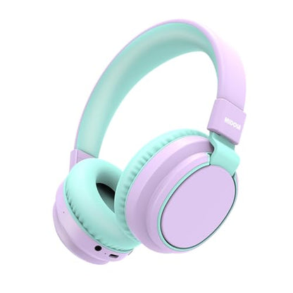 MIDOLA Kids Bluetooth Headphones 68H Play Time,Volume Limit 85/94dB, Foldable Lightweight Wireless Over-Ear Headphone for Toddler Kid Child,Headsets with Aux Built-in Mic Light Purple - color: Light Purple