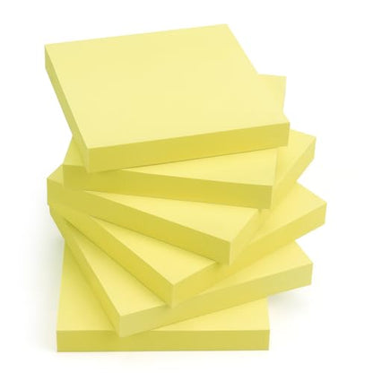 Sticky Notes 3x3 Self-Stick Notes Pads with 6 Bright Colors, Easy to Post for Office, Shool, Home, 6 Pads/Pack, 100 Sheets/Pad (Yellow) - color: Yellow