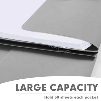 Two Pocket Folders, RAZCC 75 Pack Two Pocket Folders with Prongs, 3 Prong Folders Fit Letter Size Paper, Pocket File Folders for School Office Home Business, Grey - color: Grey