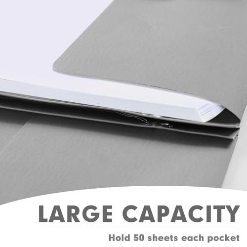 Two Pocket Folders, RAZCC 75 Pack Two Pocket Folders with Prongs, 3 Prong Folders Fit Letter Size Paper, Pocket File Folders for School Office Home Business, Grey - color: Grey
