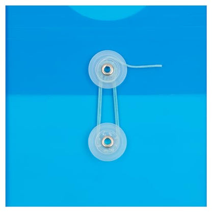 JAM PAPER Plastic Envelopes with Button & String Tie Closure - 6 1/4 x 9 1/4 - Blue - 12/Pack - color: Blue, size: 6 x 9