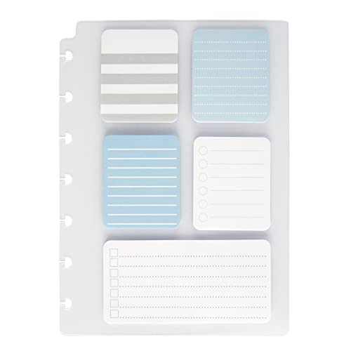 TUL® Discbound Lined Sticky Note Pads, Assorted Colors, 25 Sheets Per Pad, 1 Dashboard of 5 Assorted Pads