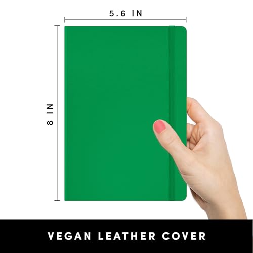 PAPERAGE Lined Journal Notebook, (Green), 160 Pages, Medium 5.6 in x 8 in - 100 GSM Thick Paper – Hardcover Journaling Notebook for Work, School & Note Taking - color: Green, style: A. Lined
