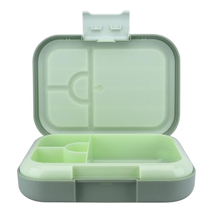 Bento Midi Lunch Box with carrying handle – 4 No-Mix Compartments | Microwave & Dishwasher Safe,Removable Tray | 900ML OZ (Green Olive) - color: Green Olive