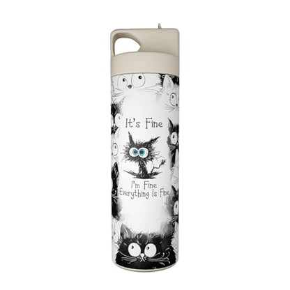 Cute Cat Loves 20oz Tumbler with Straw and Lid Gift for Boys Girls Water Bottle Travel Kettle Cup for Car Cold and Hot Stainless Steel Double Wall Insulated Student Mug (white) - color: White