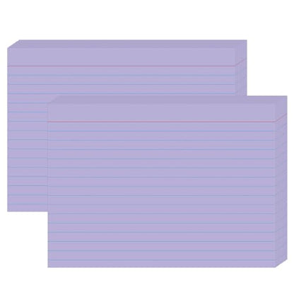 5x7 Purple Index Cards 100 Count, Large Ruled Note Cards with Rings for Creative Notes — 160gsm Heavy Cardstock Lined Flashcards for Vocabulary, Language Learning & Home Filing - color: Purple