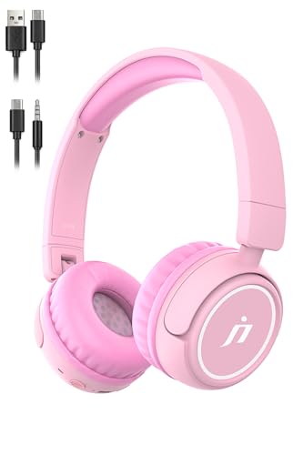 B2 Kids Bluetooth Headphones, 85/94dB Safe Volume Limited, 80H Playtime,Bluetooth 5.2, USB C, Kids Headphones Wireless for Travel Pad Tablet (Light Pink) - color: Light Pink