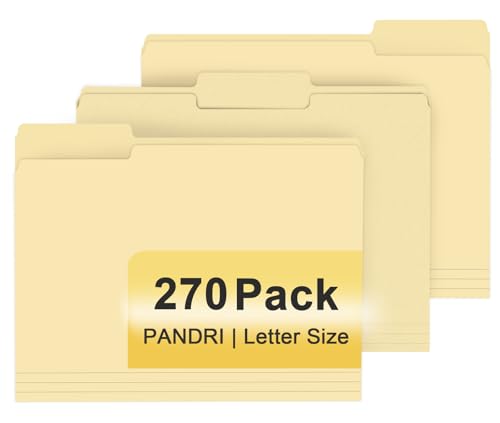 File Folder, PANDRI 270 Pack File Folder, 1/3 Cut Tab, Letter Size, Filing Folder for Office School Business, Manila - color: Manila