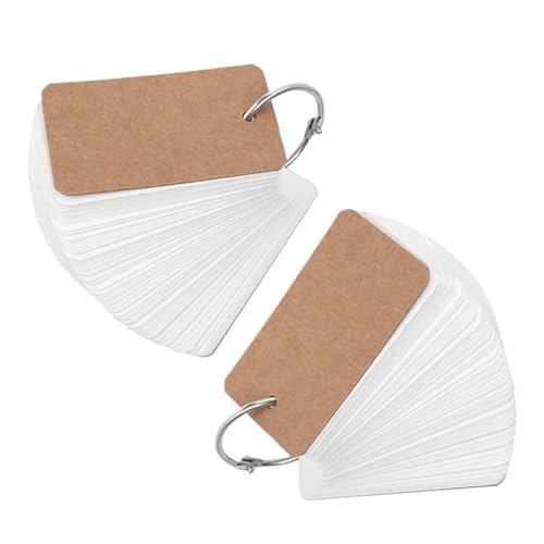 400-100 Sheets Kraft Paper Index Cards Portable Flash Cards With Ring Binder Study Memo Notecards For School Learning Supplies(Brown-200Sheets) - color: Brown-200Sheets