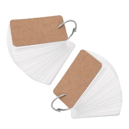 400-100 Sheets Kraft Paper Index Cards Portable Flash Cards With Ring Binder Study Memo Notecards For School Learning Supplies(Brown-200Sheets) - color: Brown-200Sheets