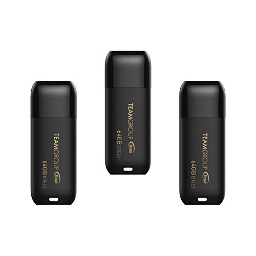 TEAMGROUP C175 64GB 3 Pack USB 3.2 Gen 1 (USB 3.1/3.0) Read 100MB/s Flash Thumb Drive, External Data Storage Memory Stick Compatible with Computer/Laptop Matte Black TC175364GB19 - size: 64GB (3-Pack)