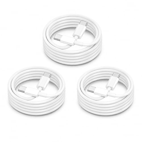 60W USB C to USB C Cable 3Pack 6FT Fast Charging Cord for iPhone 17/16/15, Samsung Galaxy S26/S25/S24, MacBook Air/Pro, iPad Pro, Durable USB-C Charger Cable with PD 3.0 & Data Sync - color: White, size: 6FT+6FT+6fT