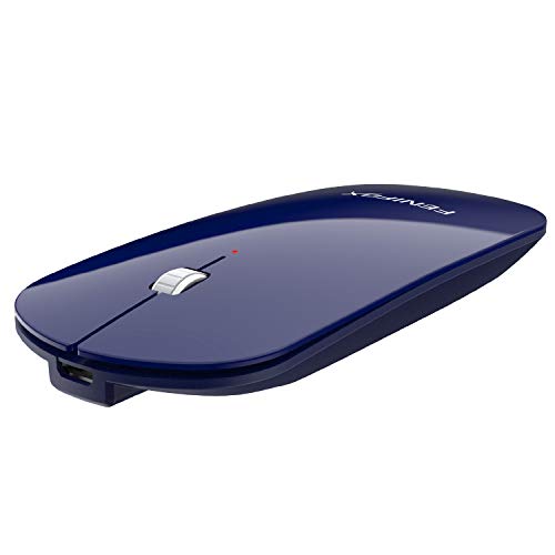 FENIFOX Bluetooth Mouse Slim, Whisper-Quiet Mini Flat Portable Mobile Mice Rechargeable Compatible with Laptop,PC,Android Windows Tablet (Deep Blue) - color: blue