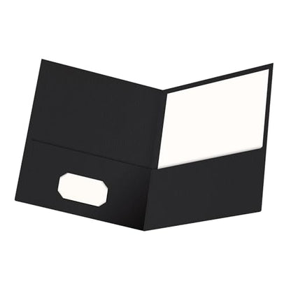 Oxford Twin-Pocket Folders, Textured Paper, Letter Size, Black, Holds 100 Sheets, Box of 25 (57506EE), 8-1/2 x 11 - color: Black, size: 25 Count (Pack of 1)