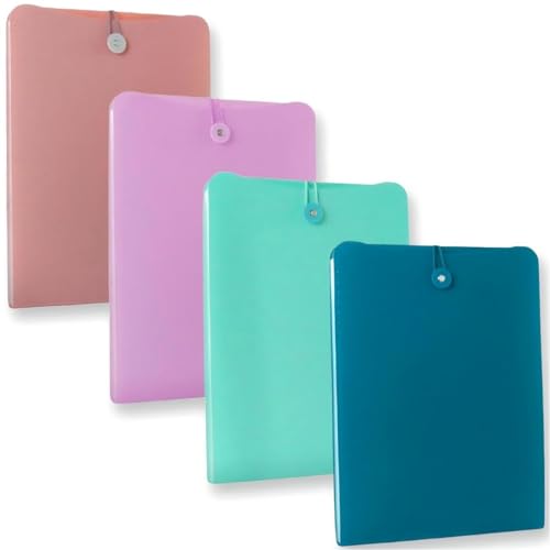 4 Packs Vertical Expanding Accordion Folder with 7 Pockets Paperwork Organizer Document Wallet Briefcase Business File Organizer Bag A4 Letter Size Elastic Rope Closure （Light Blue，Green，Purple，Choco） - color: Light Blue，green，purple，choco