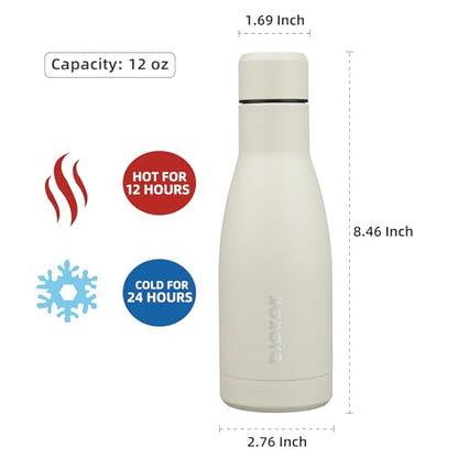 BJPKPK 12oz Water Bottles Stainless Steel Double Wall Vacuum Insulated Small Water Bottles for Travel,Beige - color: Beige, size: 12 Ounces