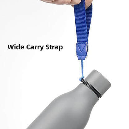 Konokyo Insulated Water Bottle with Strap,18 oz Double Wall Stainless Steel Vacuum Bottles Metal Water Flask,Gray - color: Gray, size: 18 Ounces