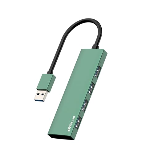 USB Hub, USB 3.0 Hub Aluminum Alloy Ultra Slim USB Splitter, Portable 4 Port USB Extender, USB Hub for Laptop, PC, MacBook, iMac, Surface Pro, Mac Pro, Flash Drive, XPS 【Green】 - color: Green-Aluminum Alloy, size: 25cm