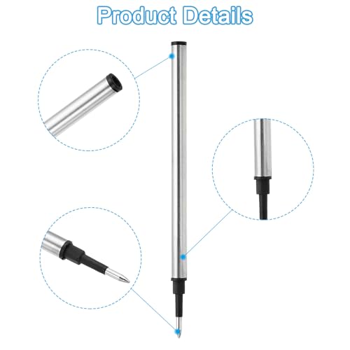 PATIKIL 1mm Pen Ink Refills, 10 Pcs Ballpoint Refill Medium Point Metal Compatible Replacement for Pen, Writing, Office, Drawing, Black - color: Black