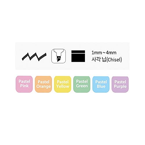 [6-in-1] Monami Adding Super Chisel Tip Pastel Highlighter Pen Set