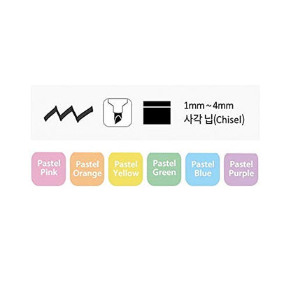 [6-in-1] Monami Adding Super Chisel Tip Pastel Highlighter Pen Set