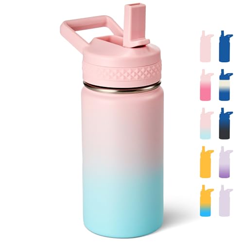 Fijinhom12 oz Kids Water Bottle, Toddler Water Bottle with Straw, Boys&Girls Bottle for School, 304 Stainless Steel Vacuum Insulated Bottle for Kids, BPA-Free, Leak-Proof, Bubble - color: Bubble