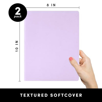 PAPERAGE Soft Cover Lined Journal Notebook, 2 Pack, (Lavender), 100 Pages, Large 7.5 inches x 9.5 inches, College Ruled, Ideal for Note Taking & Travel Journal - color: Lavender, style: Lined 100pgs (2 Pack)