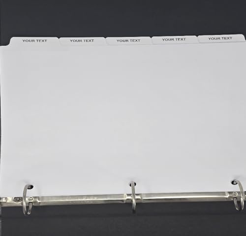 Bulk Custom Binder Dividers (Tabs) – Personalized White Plastic Index Divider Tabs with Your Text – 1/4 Cut, 1/5 Cut, 1/6 Cut – 100, 200 & 300 Sets (100, 1/6 Cut) - size: 1/6 Cut