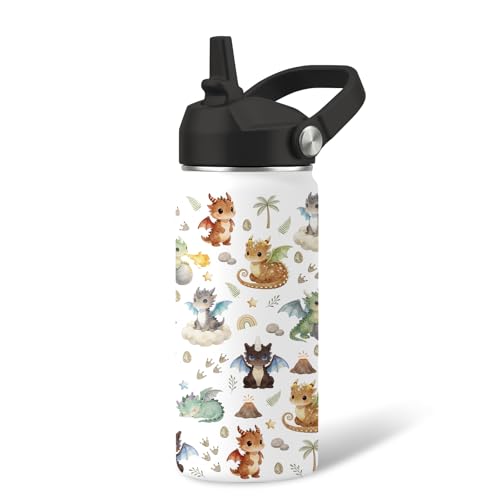 Kids Water Bottle Insulated - 16 oz Kids Stainless Steel Water Bottle with Straw, Leak Proof, BPA-Free, Vacuum Insulated, Dinosaur Water Bottles for Sports, Travel - color: Dinosaur#3, size: 16 Ounces