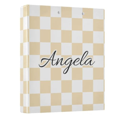 Custom 3 Ring Binder 1.5 Inch Round Rings Wheat Checkered Personalized Name Binders Organizer Fashion View Binder with 2 Pockets for School Office Supplies - color: Multi04