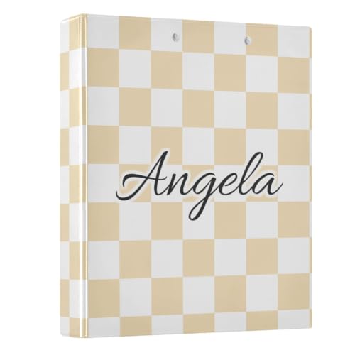 Custom 3 Ring Binder 1.5 Inch Round Rings Wheat Checkered Personalized Name Binders Organizer Fashion View Binder with 2 Pockets for School Office Supplies - color: Multi04